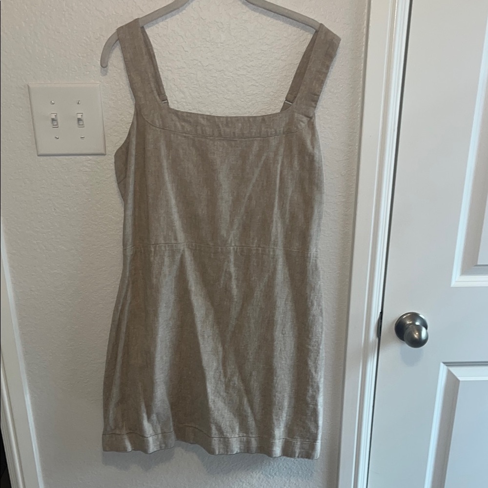 Tan Sleeveless Linen Dress